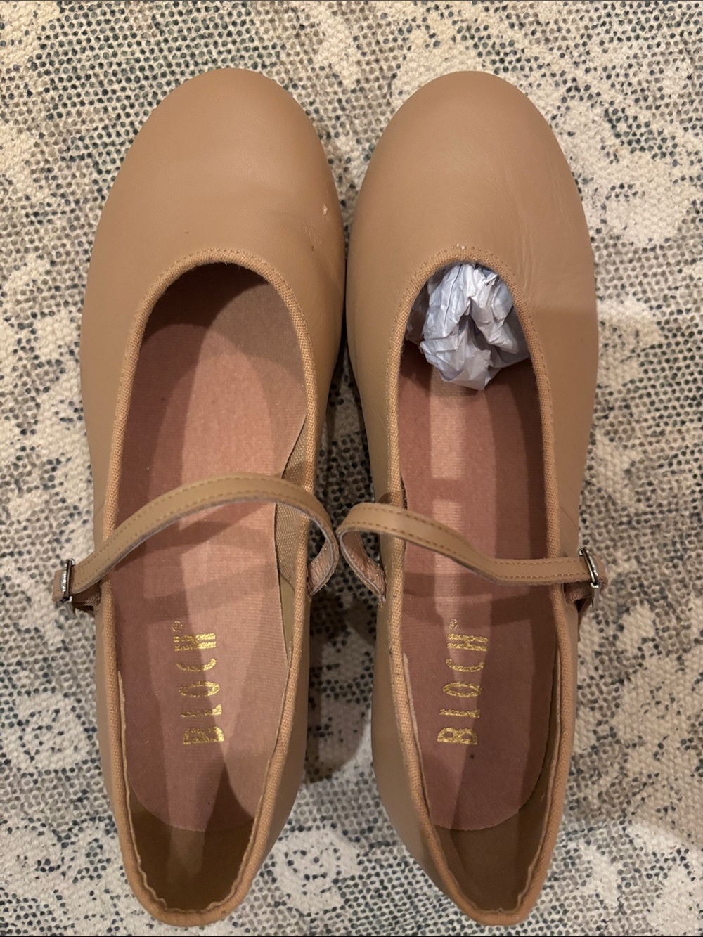 Bloch Tan Mary Jane Flats with Single Strap